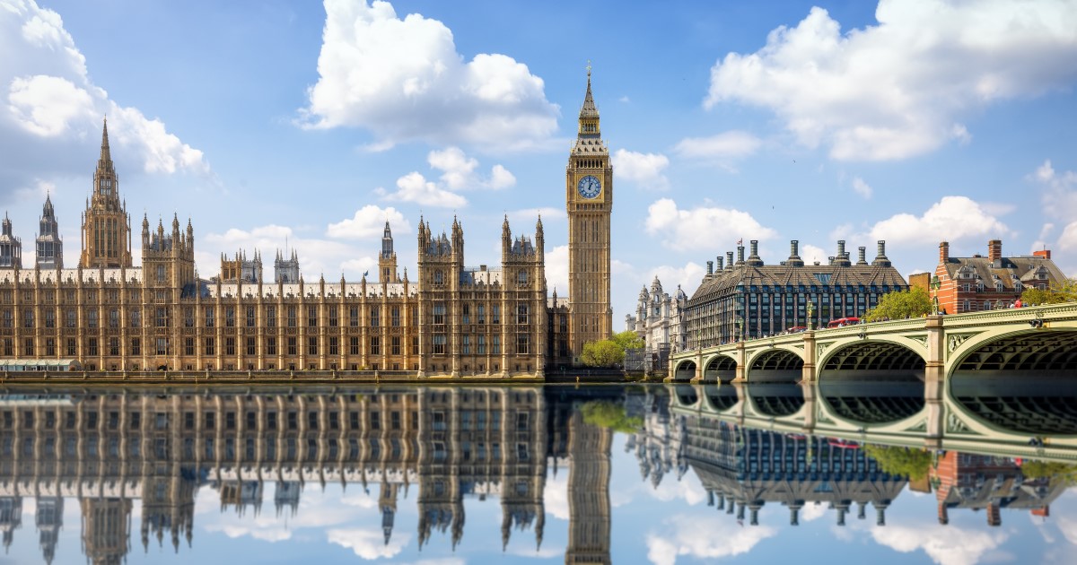 Image of the Palace of Westminster, with the skyline also reflected in the river Thames