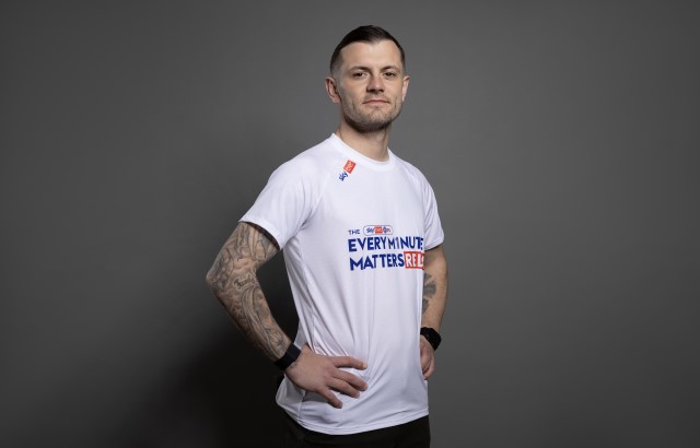 BHF ambassador and footballer Jack Wilshere wearing an Every Minute Matters T-shirt 