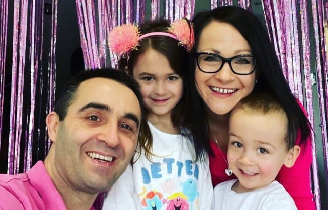 Jojo Clark with her husband Matthew and their children Molly and Eddie