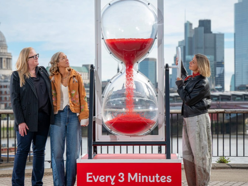 Our CEO Charmaine Griffiths with Lisa McGrillis and Mary Cann unveiling a giant egg timer