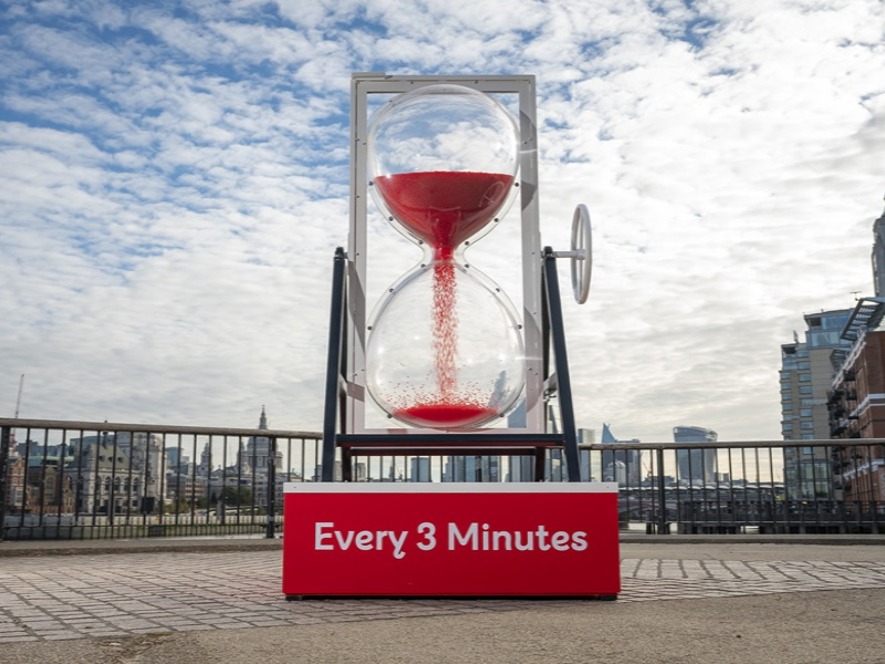 Our giant egg timer outside the Southbank Centre in London