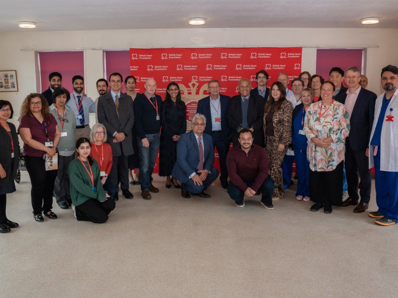 Colleagues, friends and family of Professor Sir Magdi Yacoub gathered around his red plaque