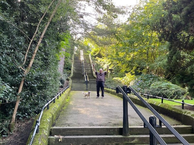 Ken Heywood, who climbed a hill with 60 steps after taking part in a heat therapy trial for peripheral artery disease
