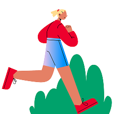 Woman running near green shrub