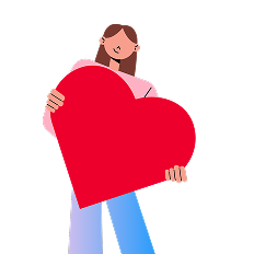 Person holding a giant red heart in their hands