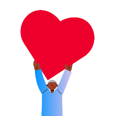 Person holding a giant red heart