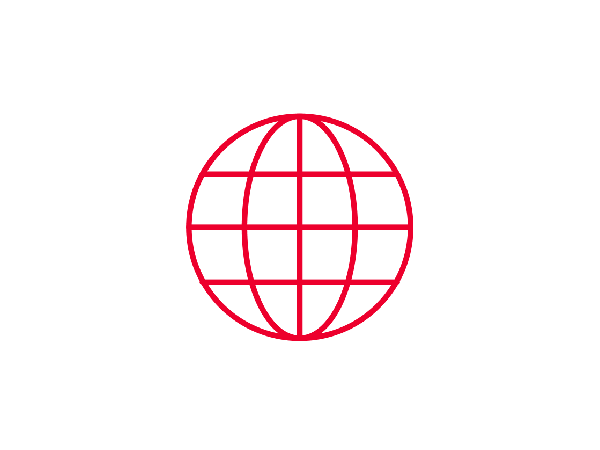 red icon of an internet globe
