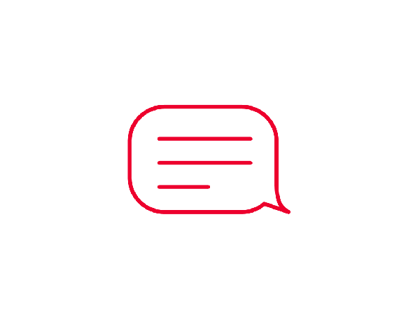 a red icon of a speech bubble
