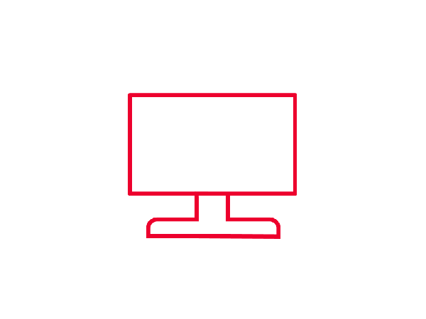red icon of a computer screen
