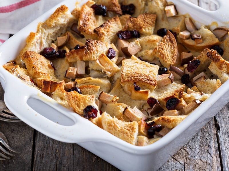 Spiced apple bread and butter pudding